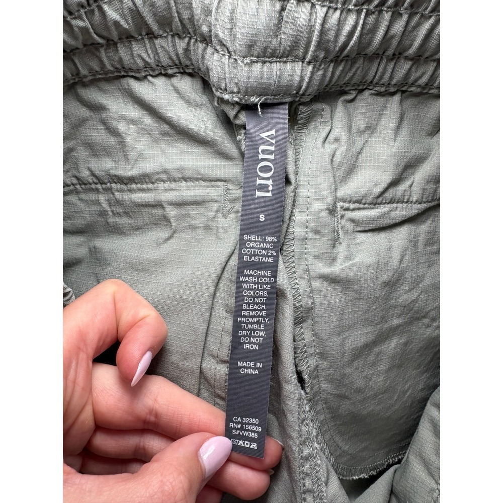 Vuori Ripstop Shorts Small Sage Green Raw Hem Elastic Waist Drawstring VW385 - Picture 5 of 6